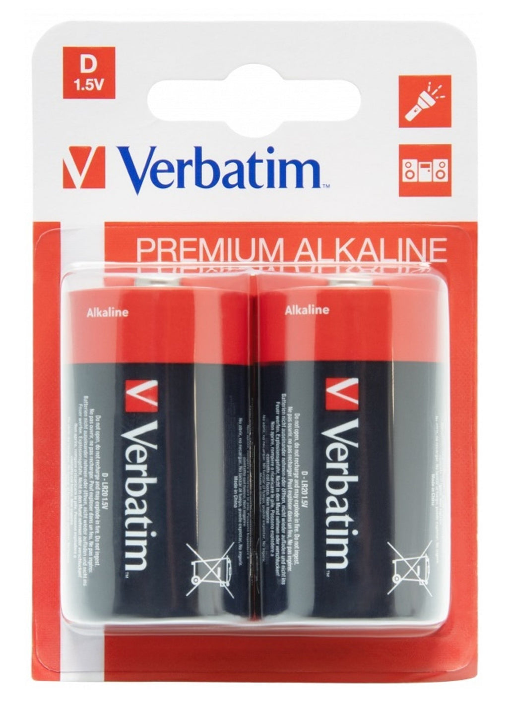 Verbatim Alkaline D 2pcs Batteries