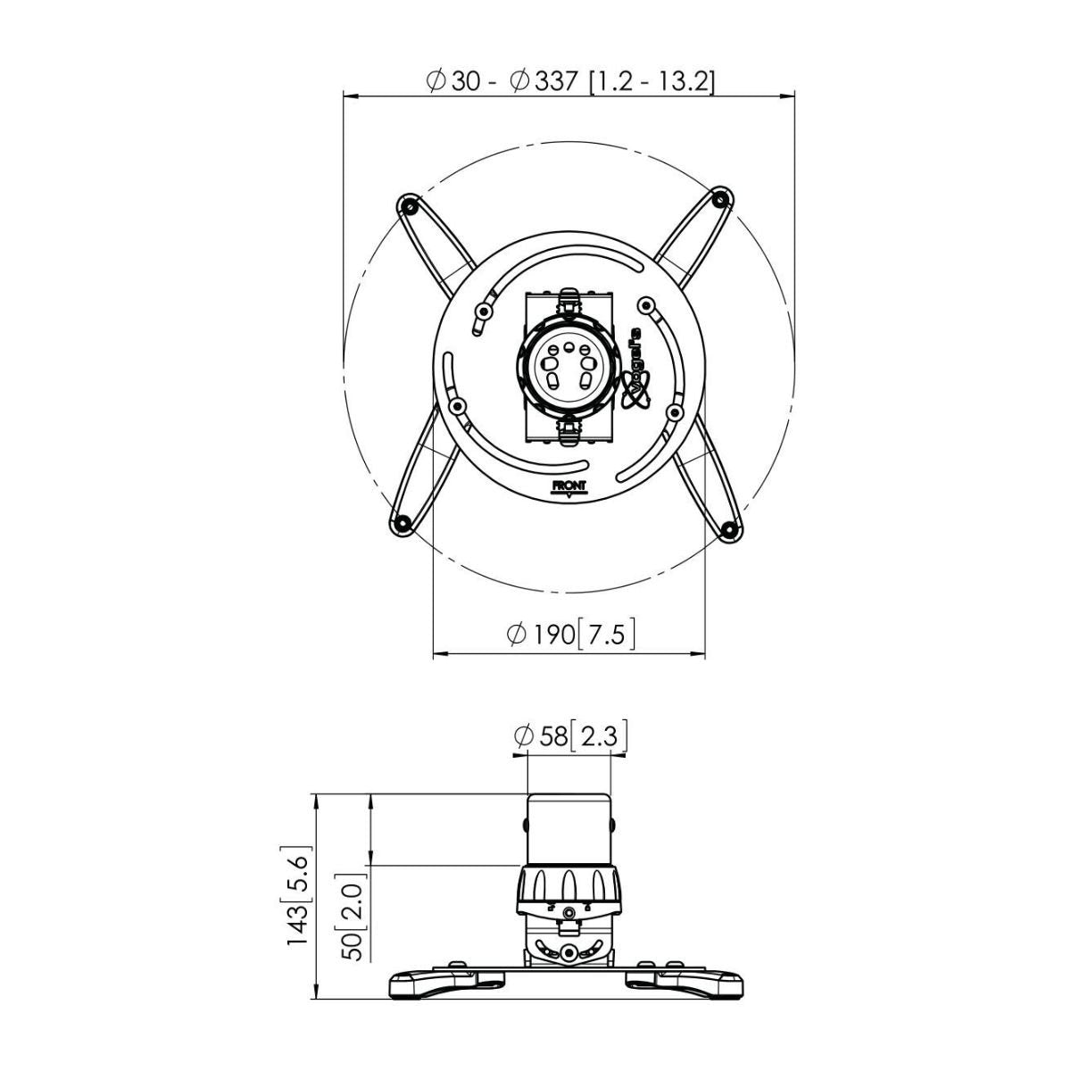Vogels Σταθερή Βάση Οροφής για Projector 12.4cm έως 20kg PPC1500