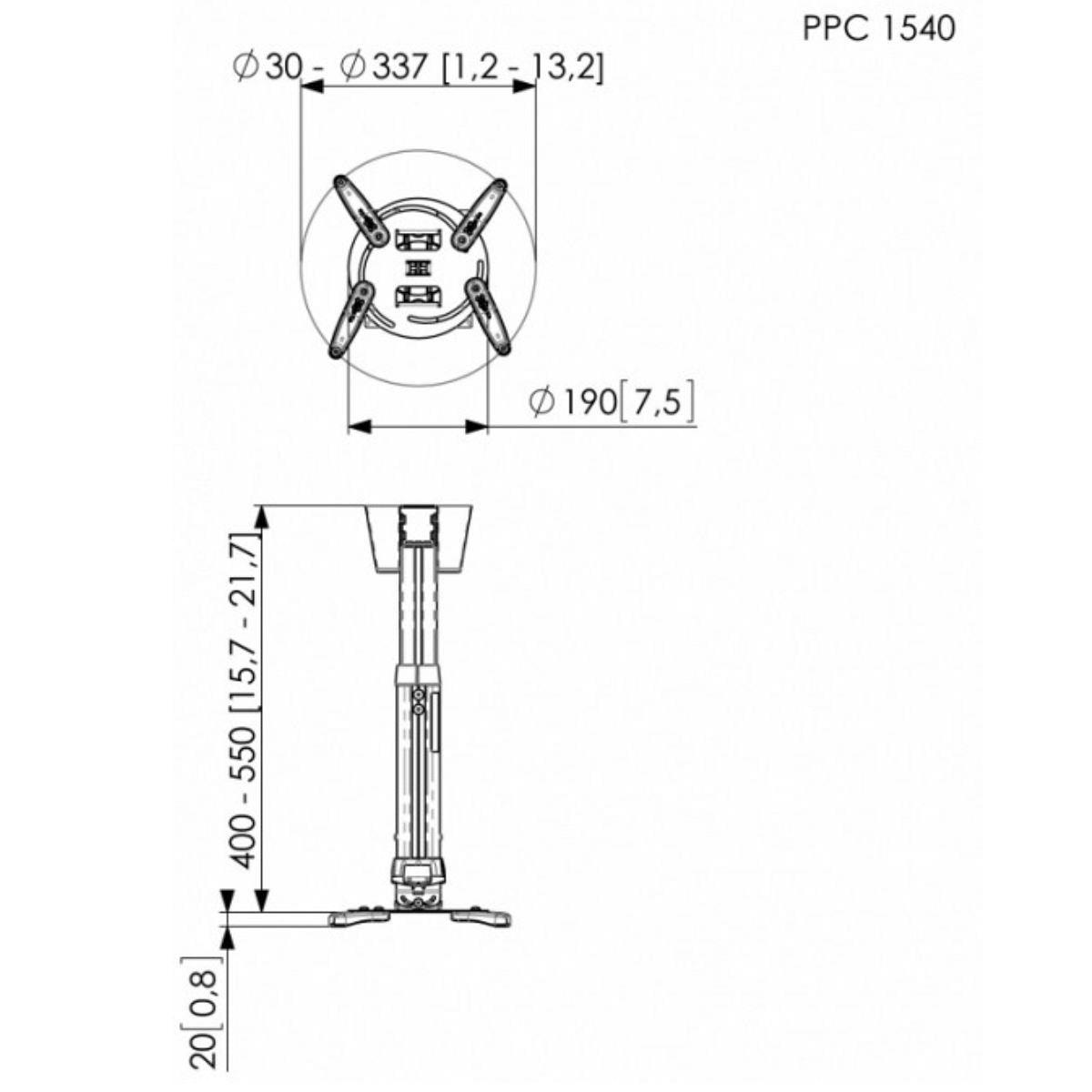 Vogels Ρυθμιζόμενη Βάση Οροφής για Projector 40–55cm έως 15kg PPC1540