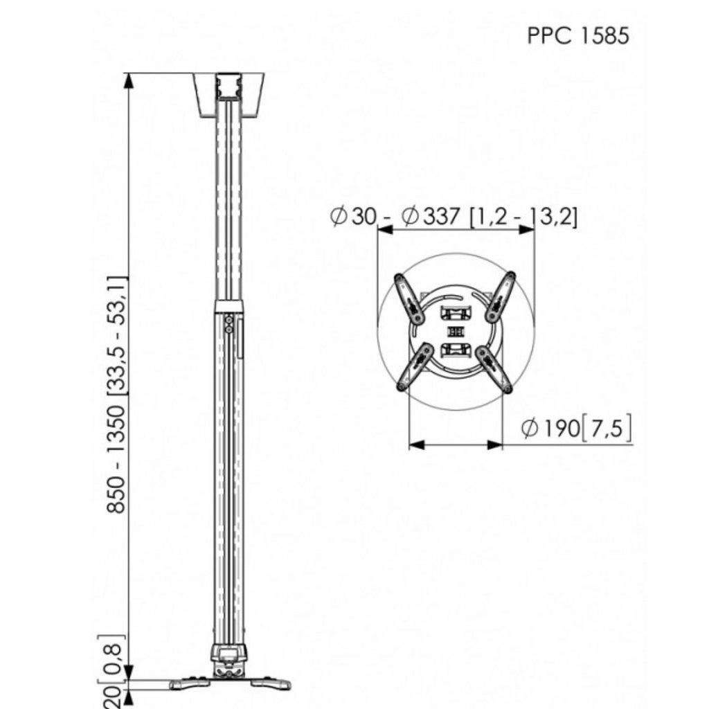 Vogels Ρυθμιζόμενη Βάση Οροφής για Projector 85–135cm έως 15kg PPC1585