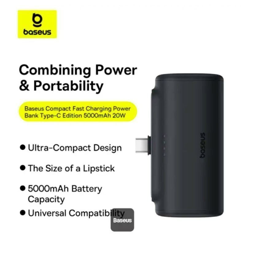 Baseus Powerbank 20W 5000mAh Plug-In USB-C 20W Black
