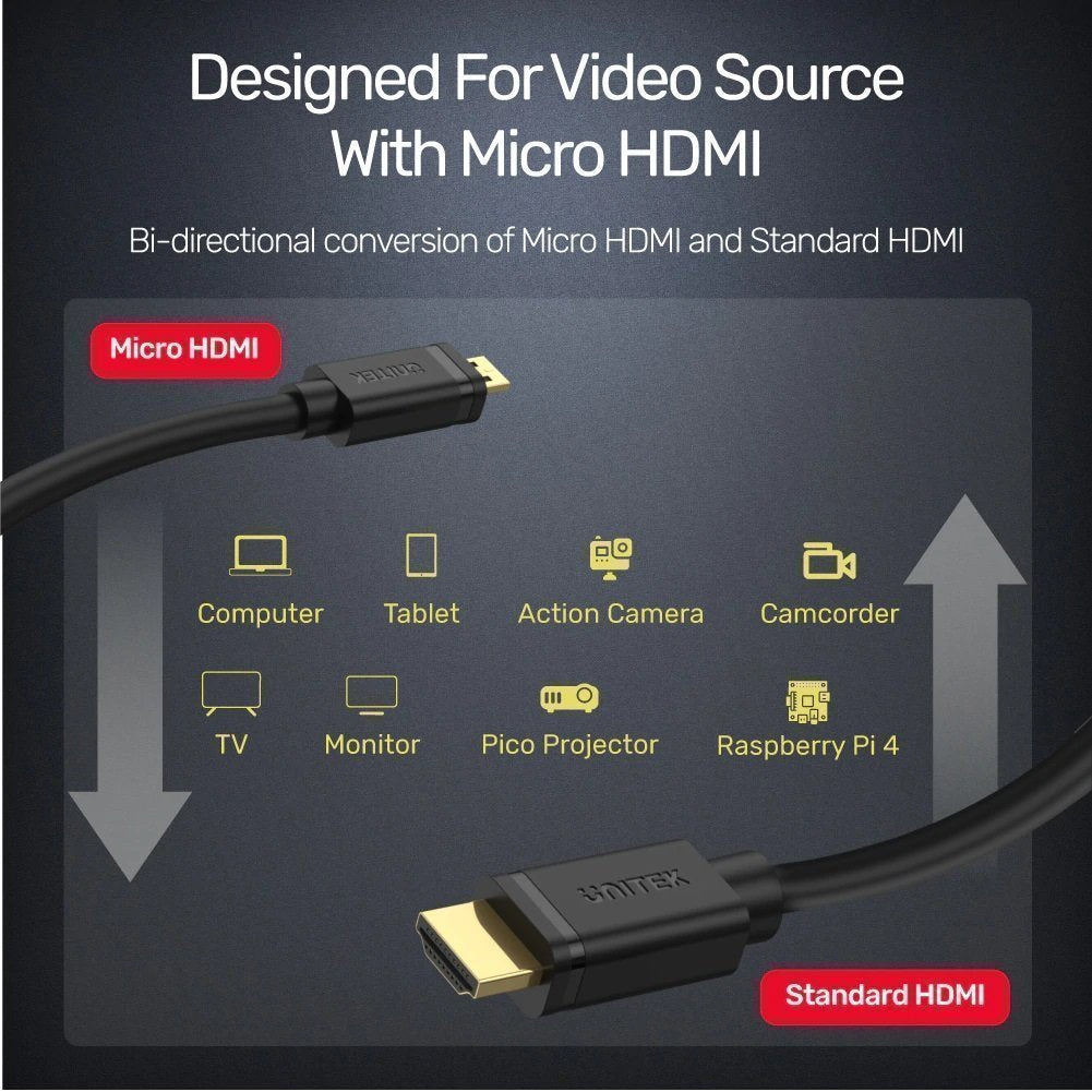 Unitek HC Micro HDMI to HDMI Cable 2.0m Y-C182