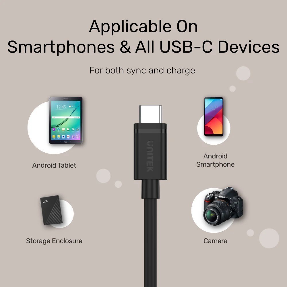Unitek USB-C to USB-C 3.0 Cable 2.0m Y-C477BK-2M