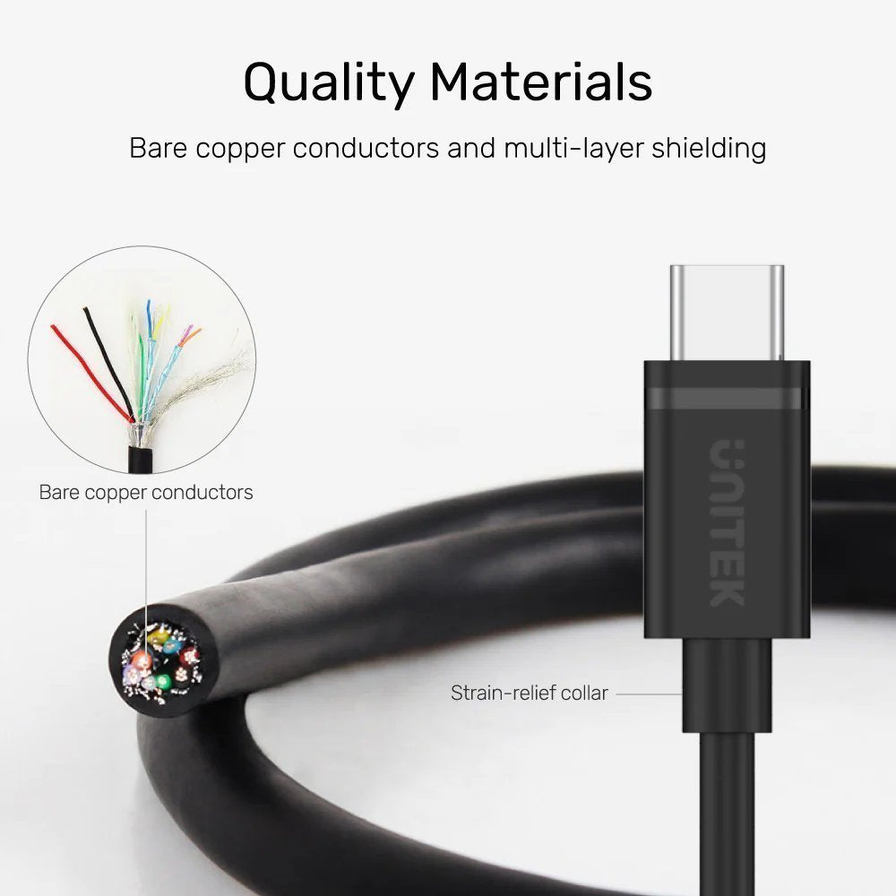 Unitek USB-C to USB-C 3.0 Cable 2.0m Y-C477BK-2M
