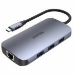 Unitek D1071A Type-C HUB HDMI/GB/4xUSB/SD/PD100W Dual Card Reader
