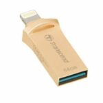 Memory Stick 64GB JetDrive GO 500, Lightning + USB 3.1 Dual Connectors, για iPhone, iPod, iPad, Μεταλλικό, 2YW, σε Χρυσό – Transcend