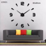 Ρολόι τοίχου DIY με αυτοκόλλητα ψηφία 3D μαύρο  80x80cm 12S021