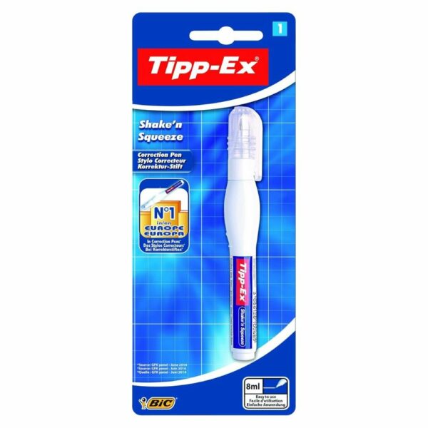 Tipp-Ex Shake’n Squeeze Διορθωτικό Στυλό 8 ml με Μαλακό Σώμα για Ελεγχόμενη Ροή