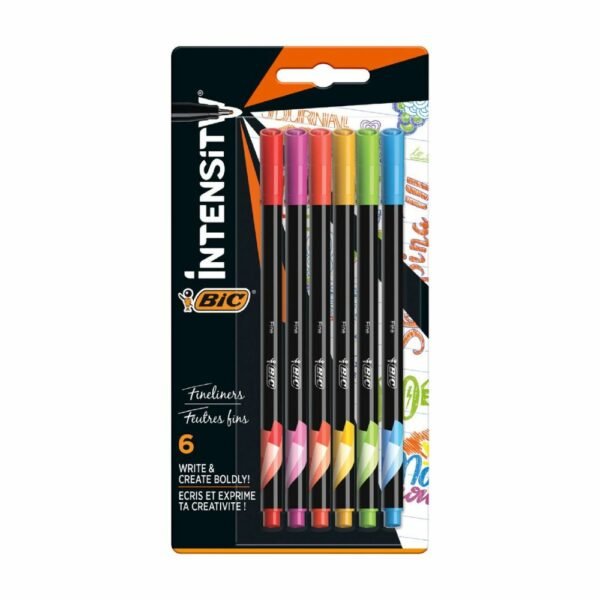 BIC Intensity Fine Σετ 6 Χρωματιστά Fineliners με Πολύ Λεπτή Μύτη 0.4 mm
