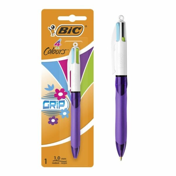 BIC 4 Colours Grip Fashion Στυλό 1,0 mm με 4 Μοντέρνα Χρώματα και Άνετη Λαβή