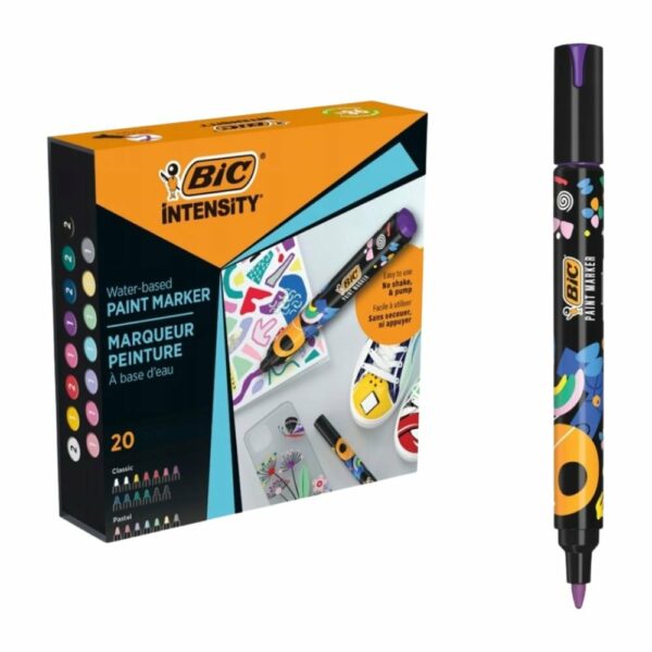 BIC Intensity Σετ 20 Μαρκαδόροι Βαφής με Ανθεκτικά & Έντονα Χρώματα για Πολλές Επιφάνειες