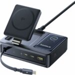 Baseus Charger Desktop 140W Qi2 3C+U NOMOS 5-in-1 Wireless+Retractable+Display UK