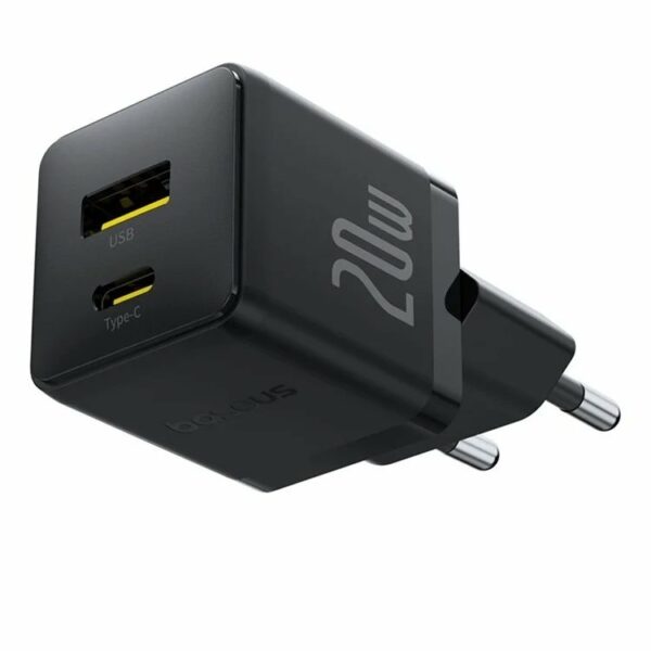 Baseus Charger Wall 20W USB-C/USB-A PALM Series EU Black
