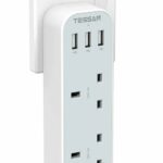 Tessan 2-Gang plug Through UK Charger 2 USB A USB C 13A TS-222-C