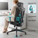 Lumivida Office Chair Ergonomic Mesh Lumbar Support Adjustable Seat/Armrest/Headrest Black CH05-8 - Image 3