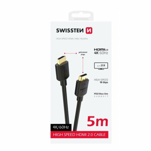 Swissten Καλώδιο HDMI 2.0 High Speed 4K/60Hz 18Gbps 5m 75501114