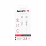 Swissten USB-C σε USB-C Power Delivery Καλώδιο 5A (100W) για Laptop 2.5m 71506530 Άσπρο
