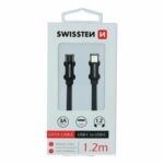 Swissten USB-C σε USB-C Braided Καλώδιο 3A με Ανοδιωμένο Αλουμίνιο 1.2m 71527201 Μαύρο
