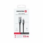 Swissten Braided Καλώδιο USB-A σε Lightning 3A με Aluminum Shell & Reinforced Tail 1.5m 71523309 Μαύρο