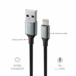 Swissten Braided Καλώδιο USB-A σε Lightning 3A με Aluminum Shell & Reinforced Tail 1.5m 71523309 Μαύρο - Image 5