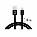 Swissten USB-A σε Micro USB Braided Καλώδιο 3A Fast Charging με Μεταλλικούς Συνδέσμους 3m 71527300 Μαύρο - Image 2