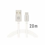 Swissten USB-A σε USB-C Braided Καλώδιο 3A με Ανοδιωμένους Συνδέσμους 2m 71521303 Ασημί - Image 2