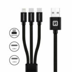 Swissten Textile 3σε1 Καλώδιο Φόρτισης με Lightning & 2x USB-C 1.2m 72501103 Μαύρο - Image 3
