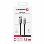 Swissten USB-A σε USB-C Braided Καλώδιο 3A (έως 60W) με Aluminum Shell 1.5m 71521309 Μαύρο