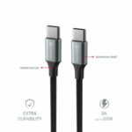 Swissten TEXTILE II Καλώδιο USB-C σε USB-C 60W (3A) με Aluminum Shell 1.5m 71528203 Μαύρο - Image 4