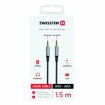 Swissten Stereo Audio AUX Καλώδιο Jack 3.5mm σε Jack 3.5mm Braided 1.5m 73501215 Μαύρο