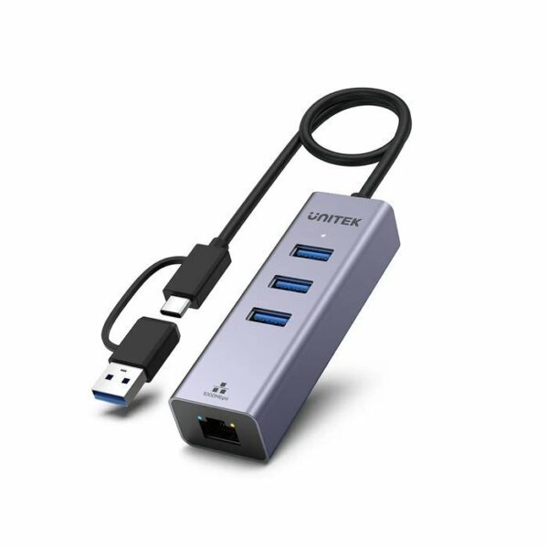 Unitek USB-C Hub USB3.0 3-Port & Gigabit LAN + USBA Adaptor Y-3088B