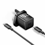 Vention Charger Wall GaN 20W 1xUSBC UK + USB-C 1m Cable Black FEPB0-UK-01 - Image 2