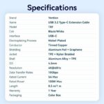 Vention IT Cable USB-C 3.2 Gen2 M-F 0.5m Braided Aluminum Black TRFBD - Image 4