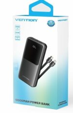 Vention Powerbank 10000mAh 22.5W Built-in USBC+Lighting Black FHOB0 - Image 3
