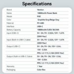 Vention Powerbank 10000mAh 35W Mini Size Built-in USBC Black FHEH0 - Image 4