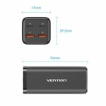 Vention Charger Desktop Station 100W 2xC 2xA+240W Cable Black FBSBG-UK - Image 3