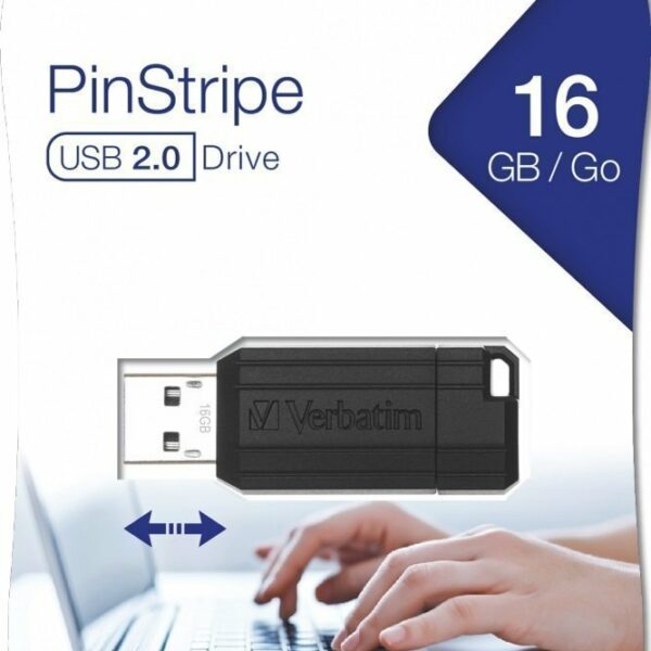Verbatim USB Drive 2.0 Pintstripe 16GB Black