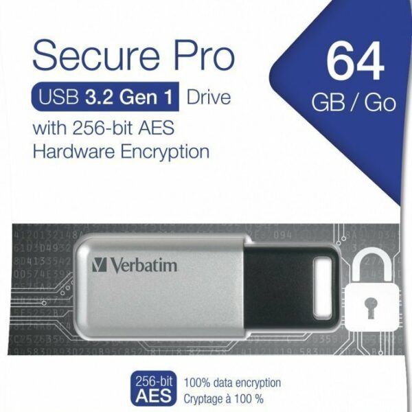 Verbatim USB Drive 3.0 Secure Data Pro AES Encryption 64GB