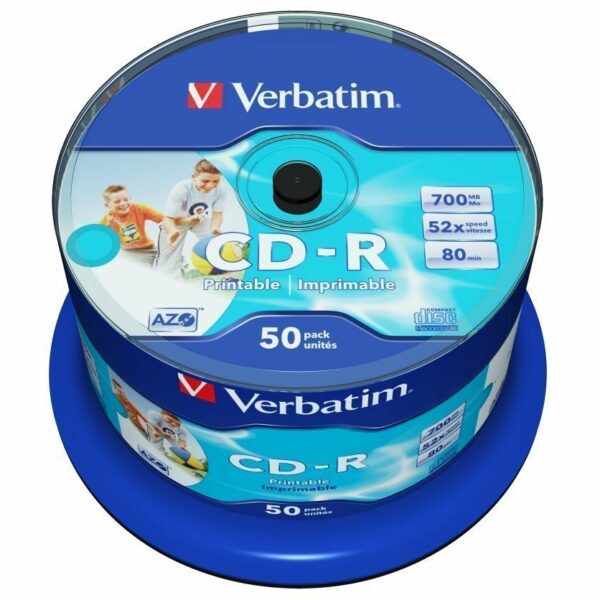 Verbatim CD-R 700MB 52X 50-Pack Spindle Printable 43438