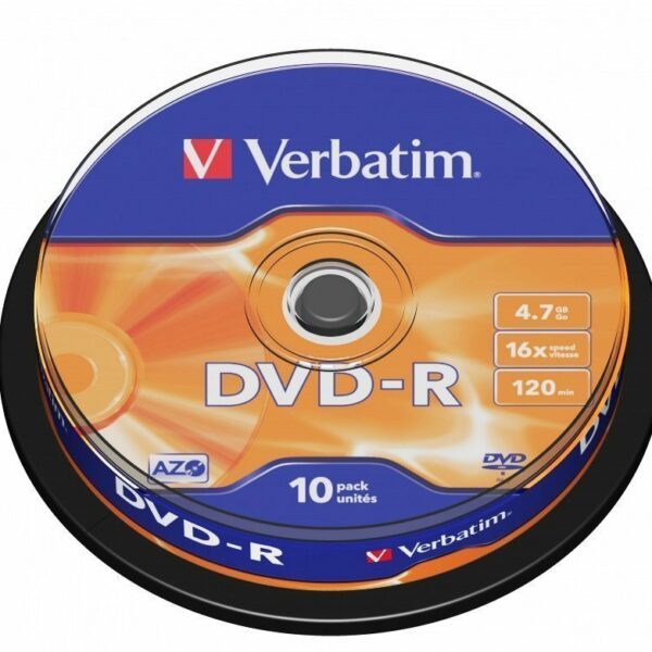 Verbatim DVD-R 4.7GB 16X 10-Pack Spindle Matt Silver 43523