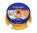 Verbatim DVD-R 4.7GB 16X 25-Pack Spindle Printable 43538
