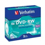 Verbatim DVD-RW 4.7GB 4X 5-Pack Jewel Case Matt Silver 43285