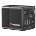 Verbatim Charger Wall 65W GaN 2-Port Retractable Cable & Display