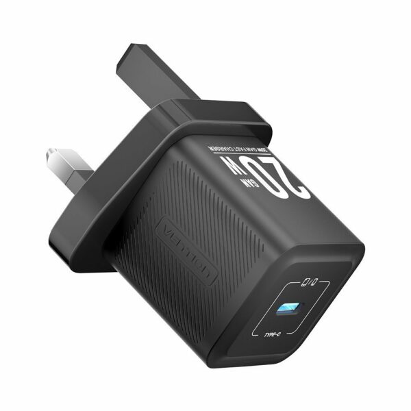 Vention Charger Wall GaN 20W 1xUSBC UK-Plug Mini Black FEPB0-UK