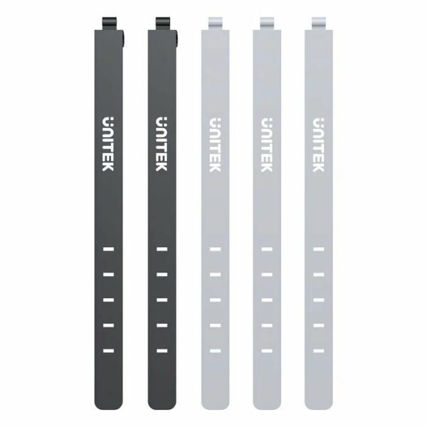 Unitek Cable Organizer Silicone FlexiTies 5pk (2xBlack 3xGrey) 135x10mm OT1095A
