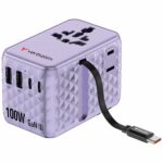 Verbatim Charger Travel Adapter 100W 2xC 2xA 1xRetractable USB-C Purple