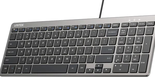Unitek Keyboard Wired 99K USB-C/A English SlimTap T053 Space Grey
