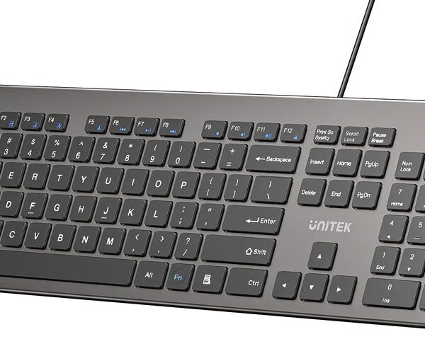 Unitek Keyboard Wired 104K USB-A English SlimTap T052 Space Grey