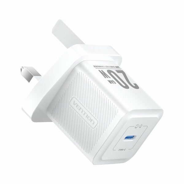 Vention Charger Wall GaN 20W 1xUSBC UK-Plug Mini White FEPW0-UK