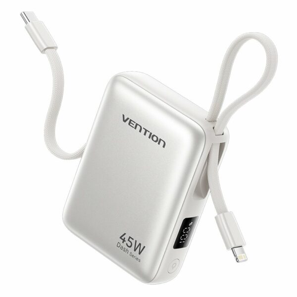 Vention Powerbank 10000mAh 45W Built-in USB-C & Lightning Cables FKMN0 Beige